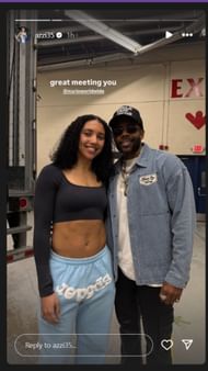 Azzi Fudd poses with singer Mario Barrett on an IG story. Image via @azzi35